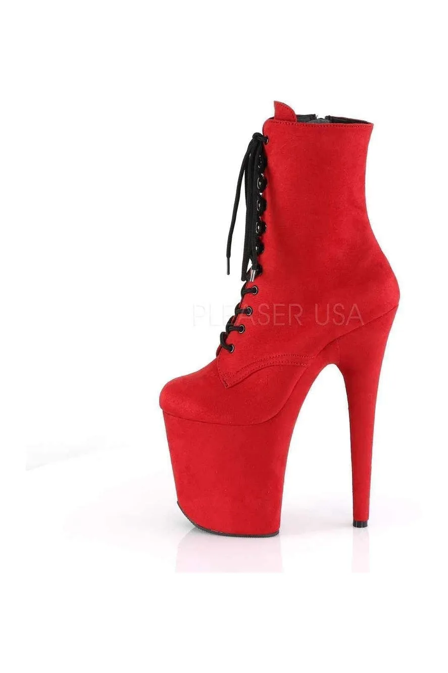 FLAMINGO-1020FS Platform Ankle Boot | Red Faux Leather