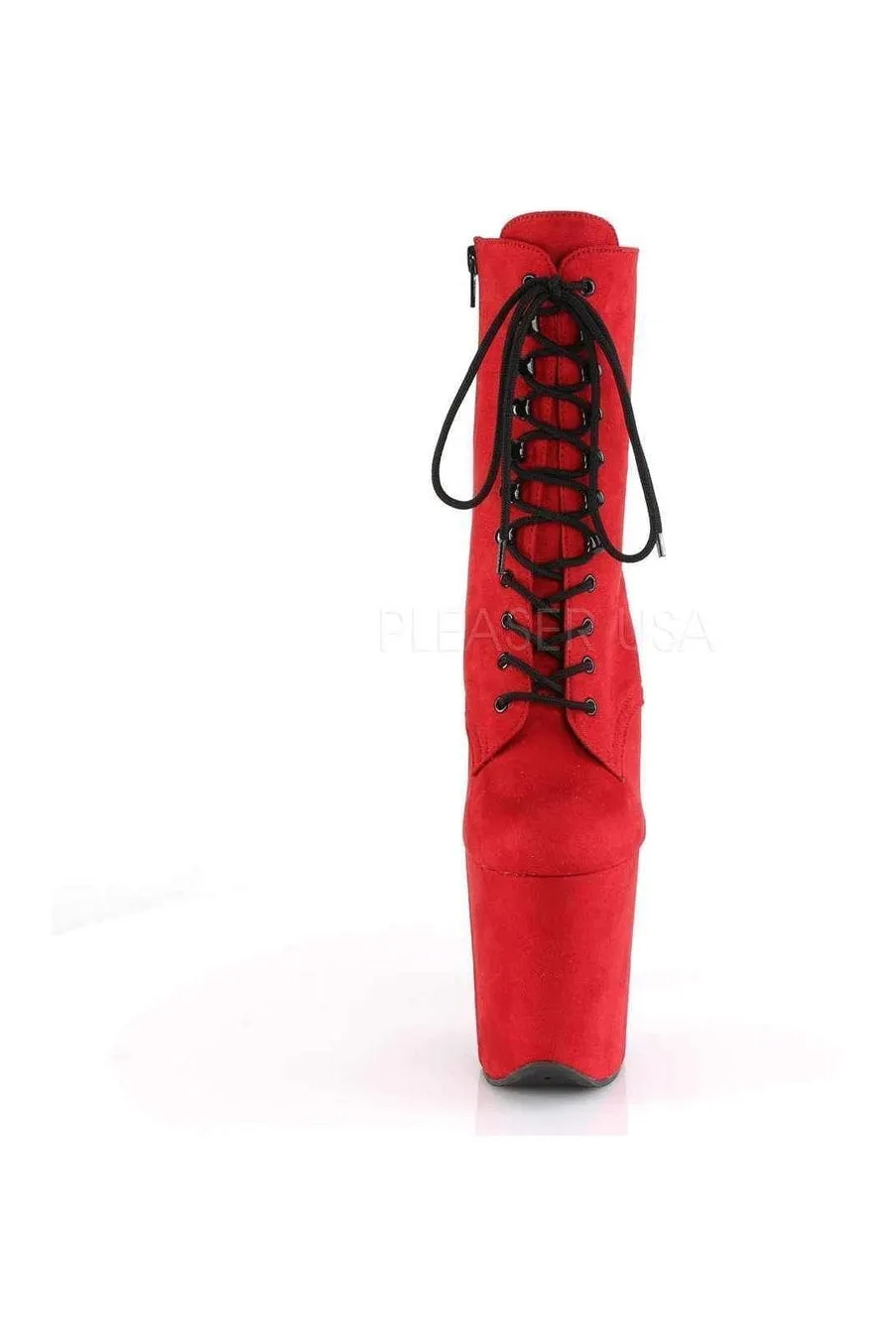 FLAMINGO-1020FS Platform Ankle Boot | Red Faux Leather