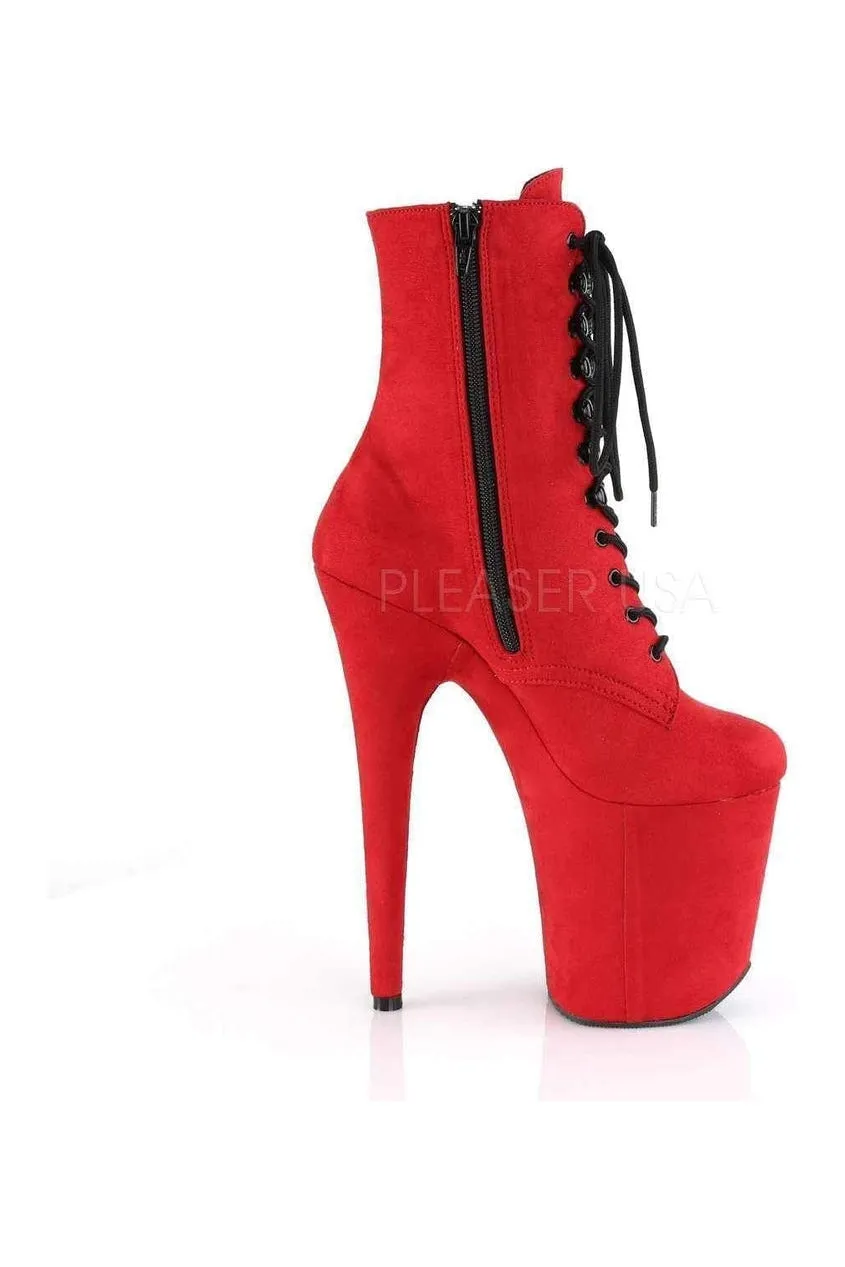 FLAMINGO-1020FS Platform Ankle Boot | Red Faux Leather