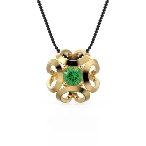 Fluid Geometric Emerald Gold Pendant / Emerald Handmade Solid 18k Gold Charm / Emerald Necklace / Necklace Charms / Pendant 11mm x 11mm