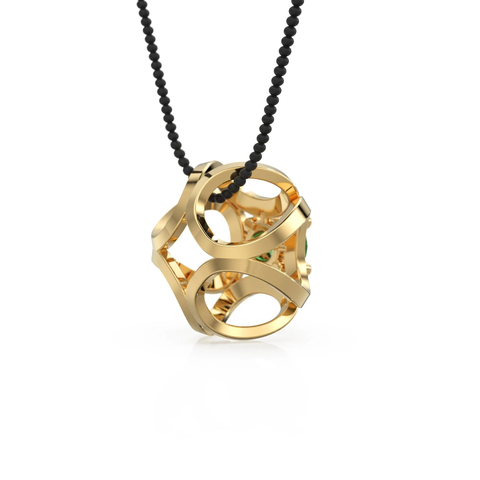 Fluid Geometric Emerald Gold Pendant / Emerald Handmade Solid 18k Gold Charm / Emerald Necklace / Necklace Charms / Pendant 11mm x 11mm