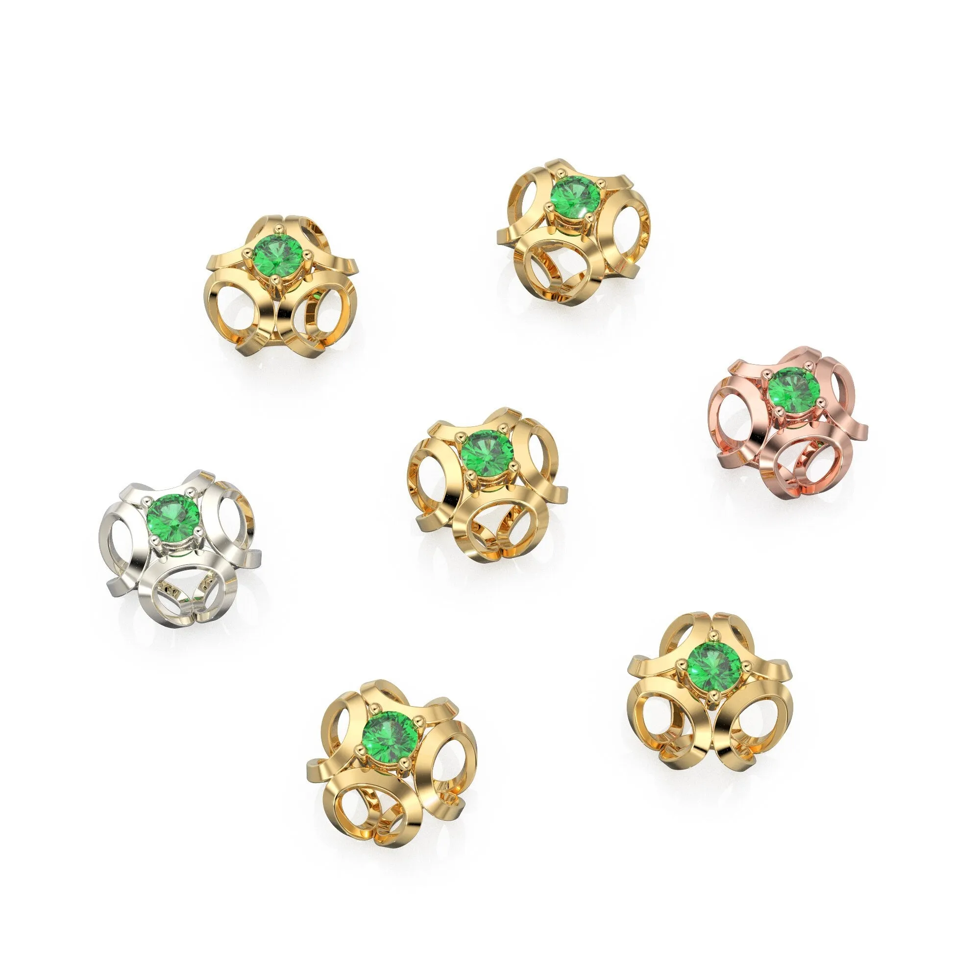 Fluid Geometric Emerald Gold Pendant / Emerald Handmade Solid 18k Gold Charm / Emerald Necklace / Necklace Charms / Pendant 11mm x 11mm