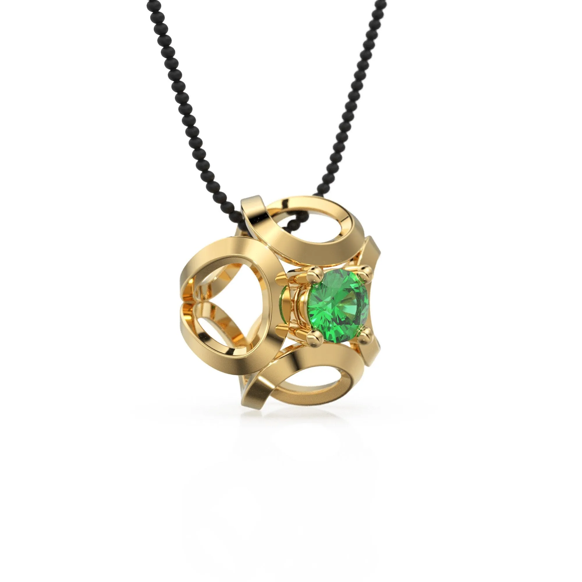 Fluid Geometric Emerald Gold Pendant / Emerald Handmade Solid 18k Gold Charm / Emerald Necklace / Necklace Charms / Pendant 11mm x 11mm