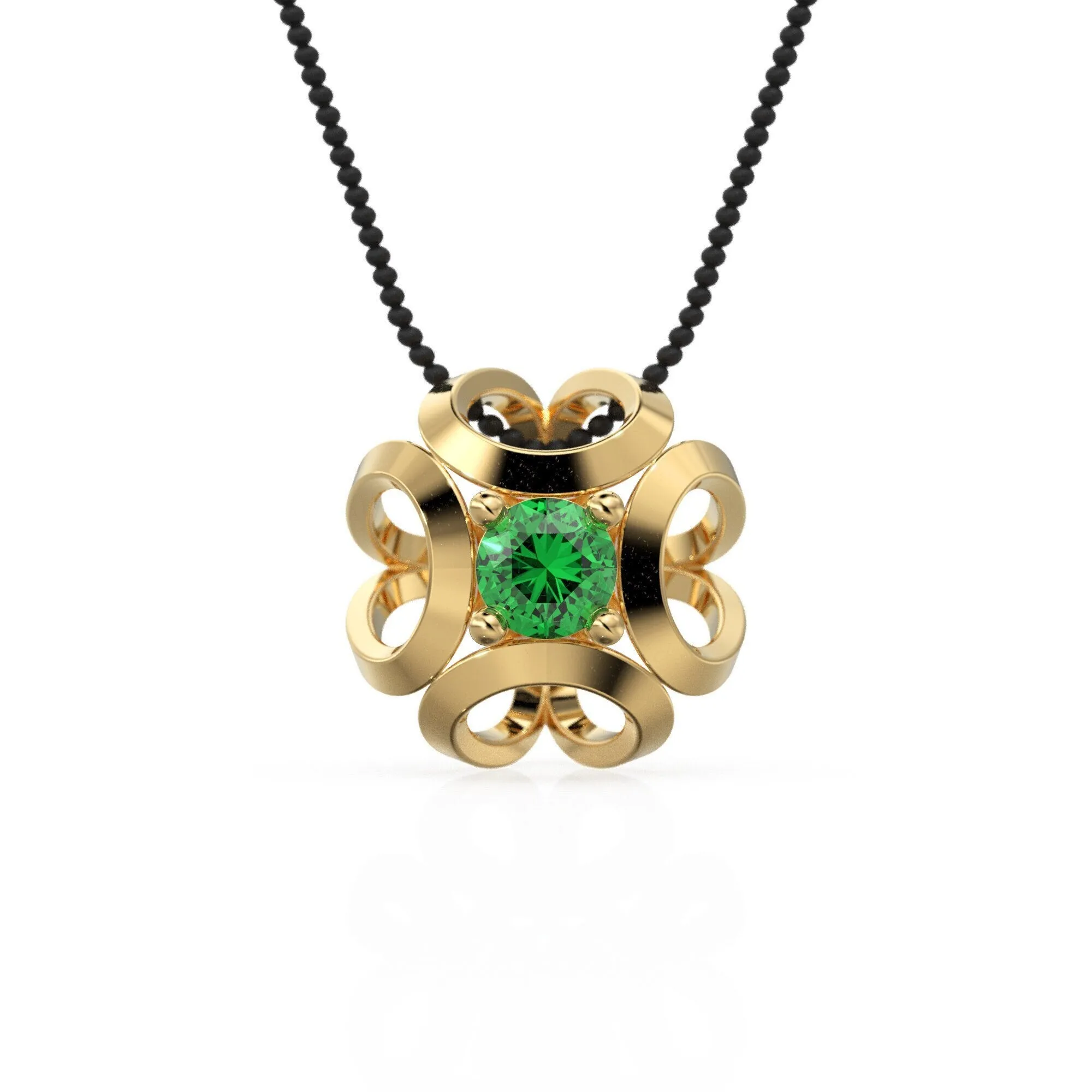 Fluid Geometric Emerald Gold Pendant / Emerald Handmade Solid 18k Gold Charm / Emerald Necklace / Necklace Charms / Pendant 11mm x 11mm
