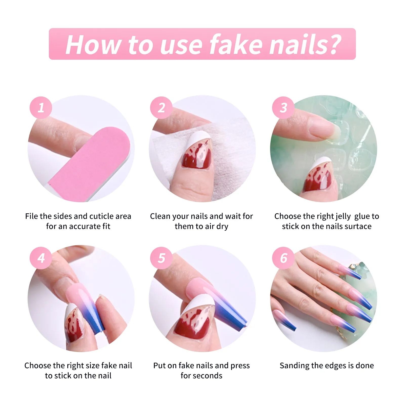 Fofosbeauty 6*24pcs Press on Nails, Artificial Acrylic Nails for Salon Quality in Seconds 04