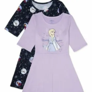 Frozen Girls 3/4 Sleeve Girls Dresses, 2-Pack