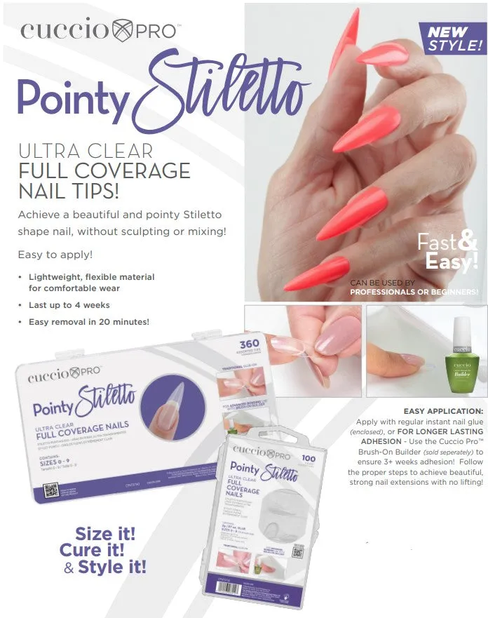 Full Coverage Nail Tips - Assorted Nude Stiletto - 360 Count