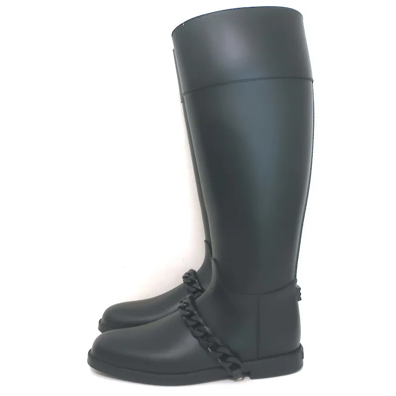Givenchy Eva Chain Knee-High Rain Boots Black Rubber Size 40