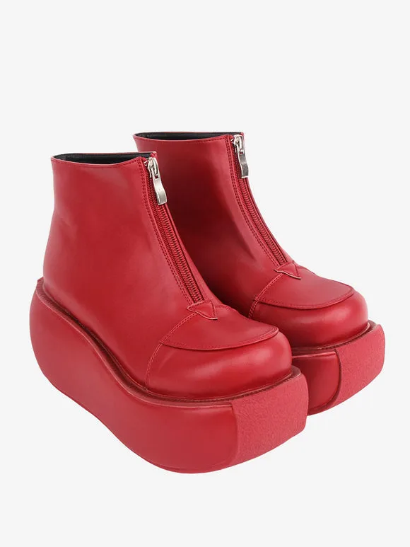 Gothic Lolita Footwear Red Round Toe PU Leather Lolita Pumps