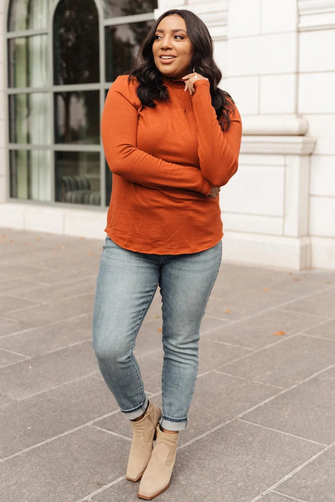 Hazel Blues® | Stylin Girl Turtleneck in Rust