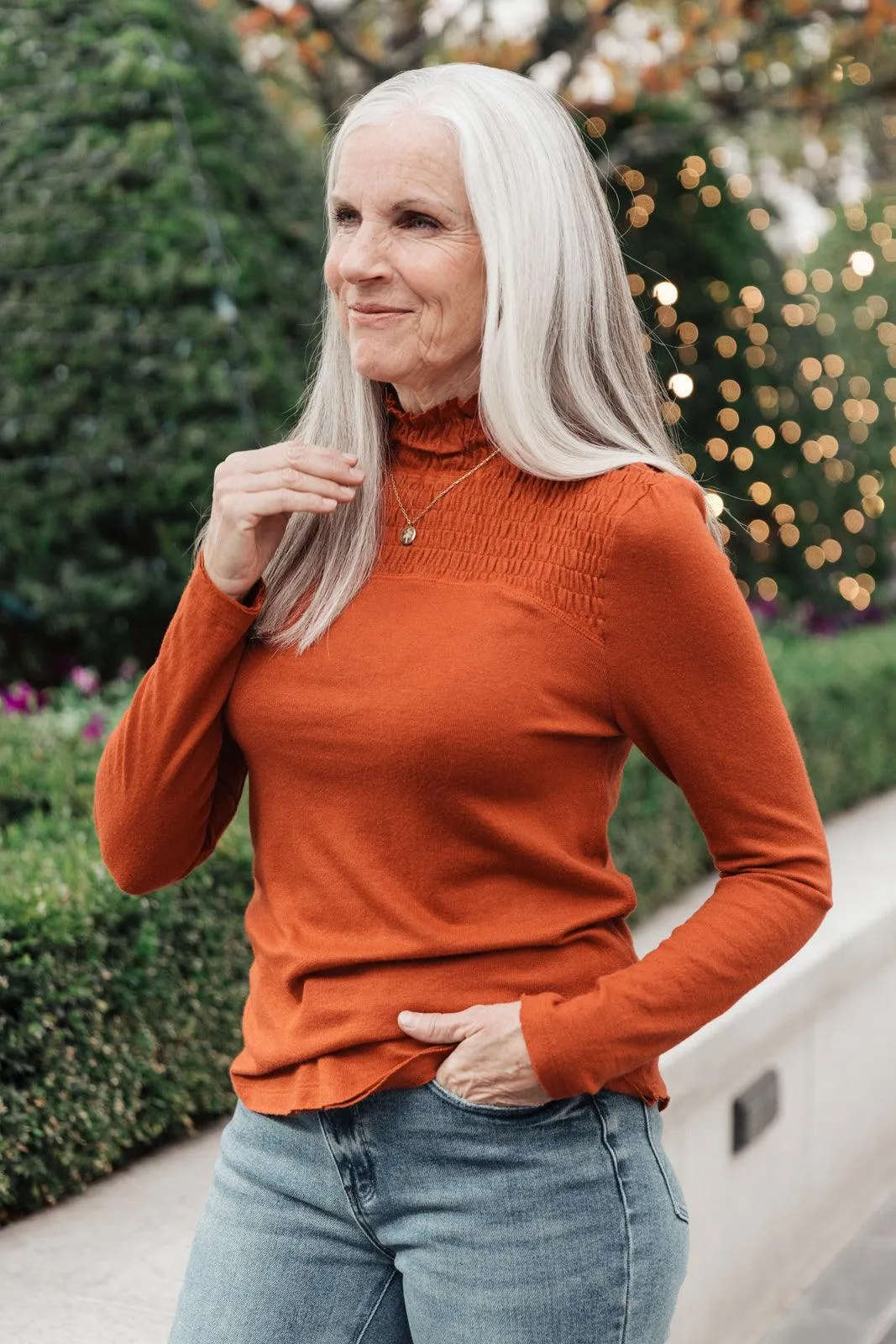 Hazel Blues® | Stylin Girl Turtleneck in Rust