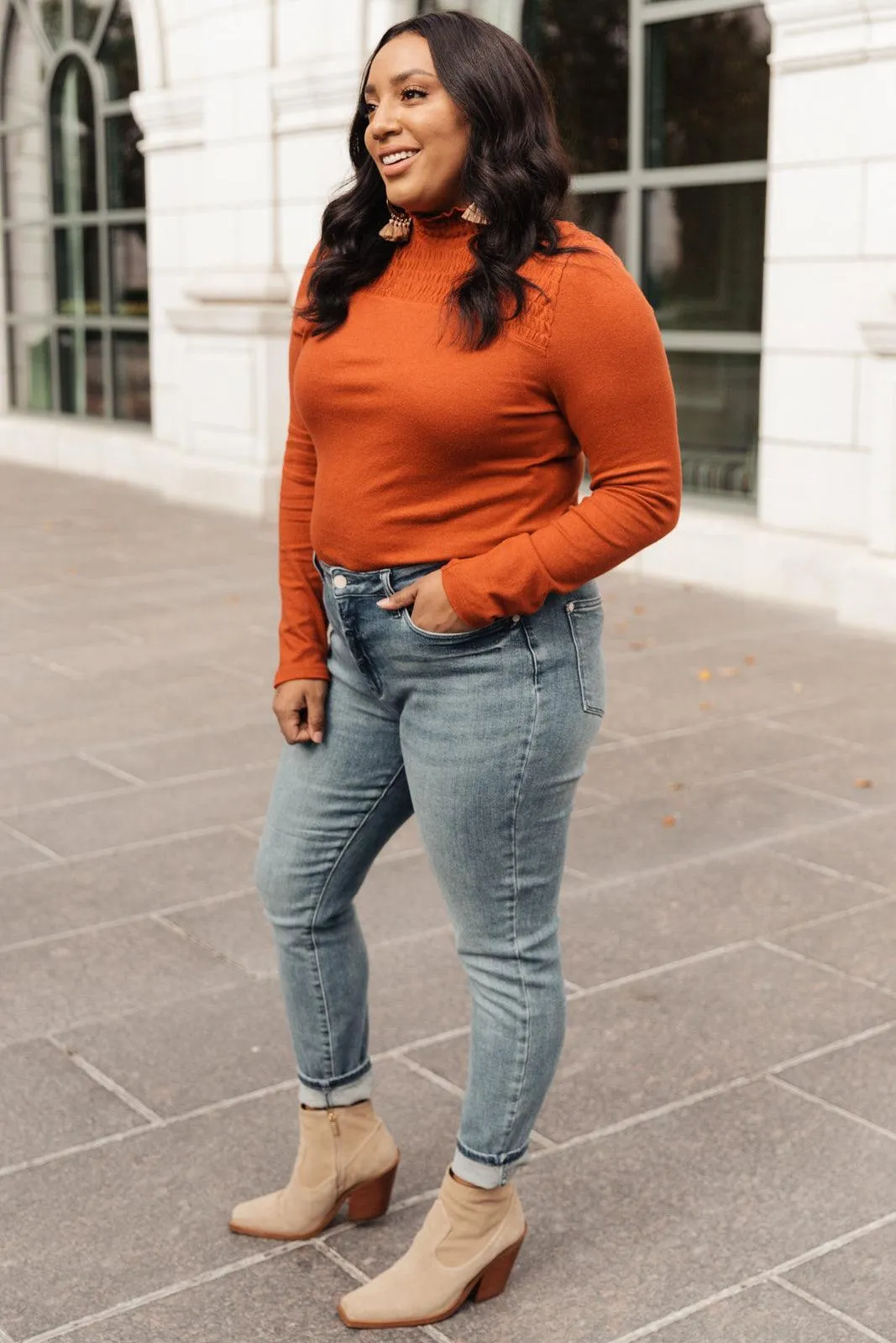 Hazel Blues® | Stylin Girl Turtleneck in Rust