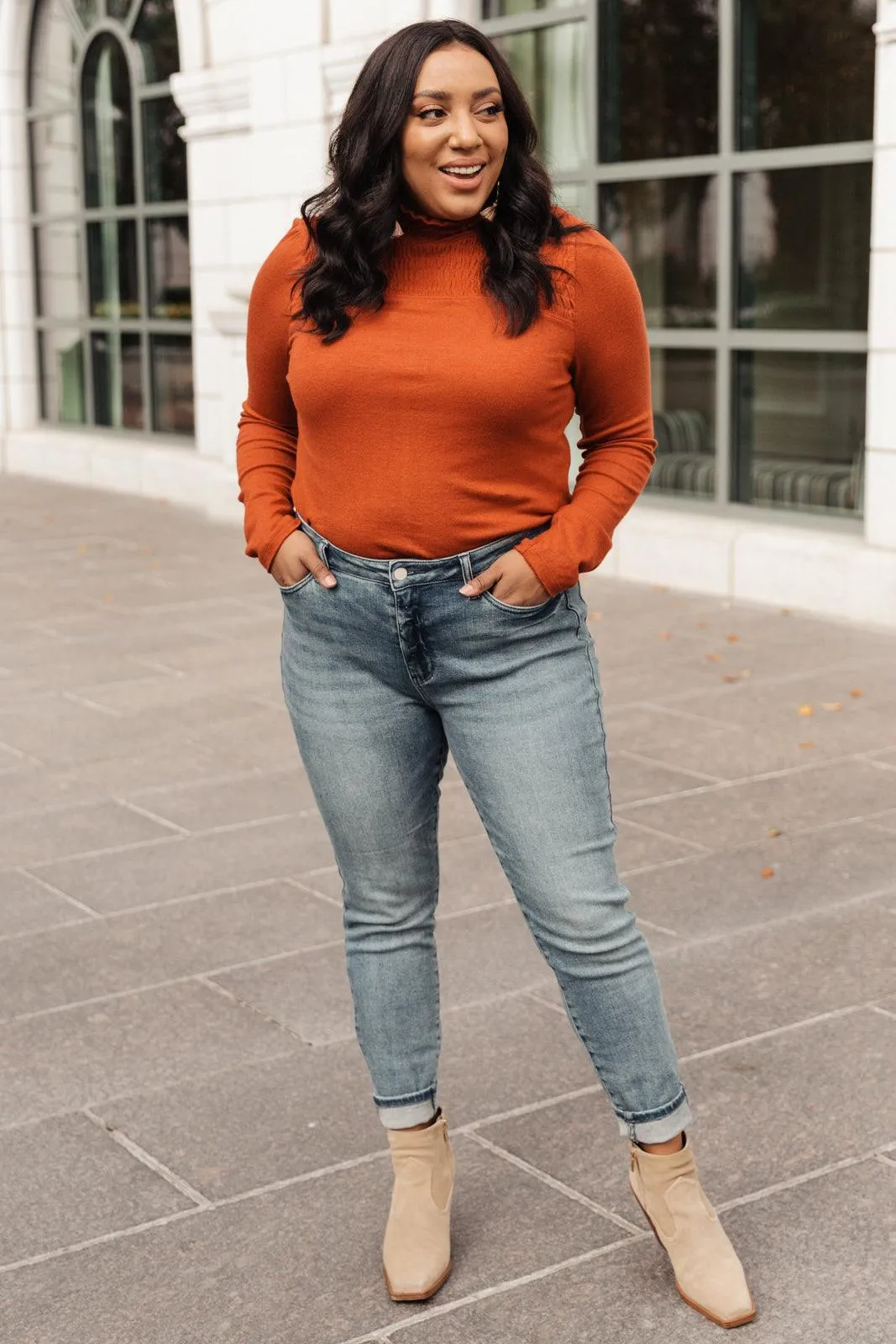 Hazel Blues® | Stylin Girl Turtleneck in Rust