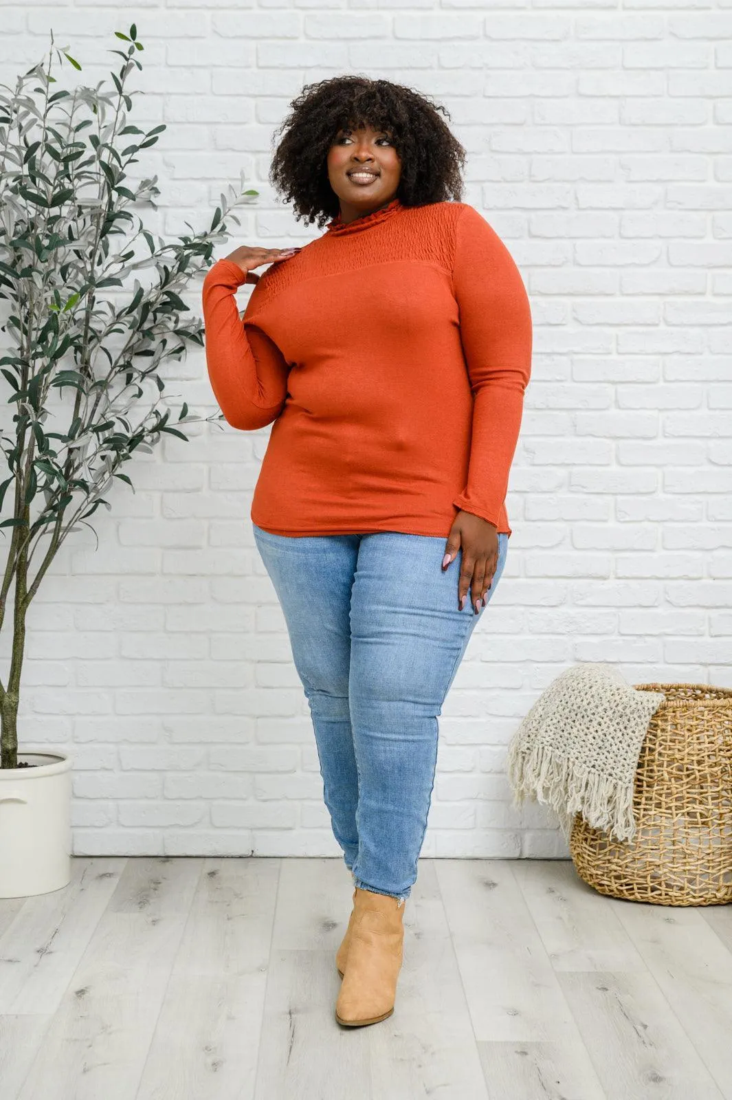 Hazel Blues® | Stylin Girl Turtleneck in Rust