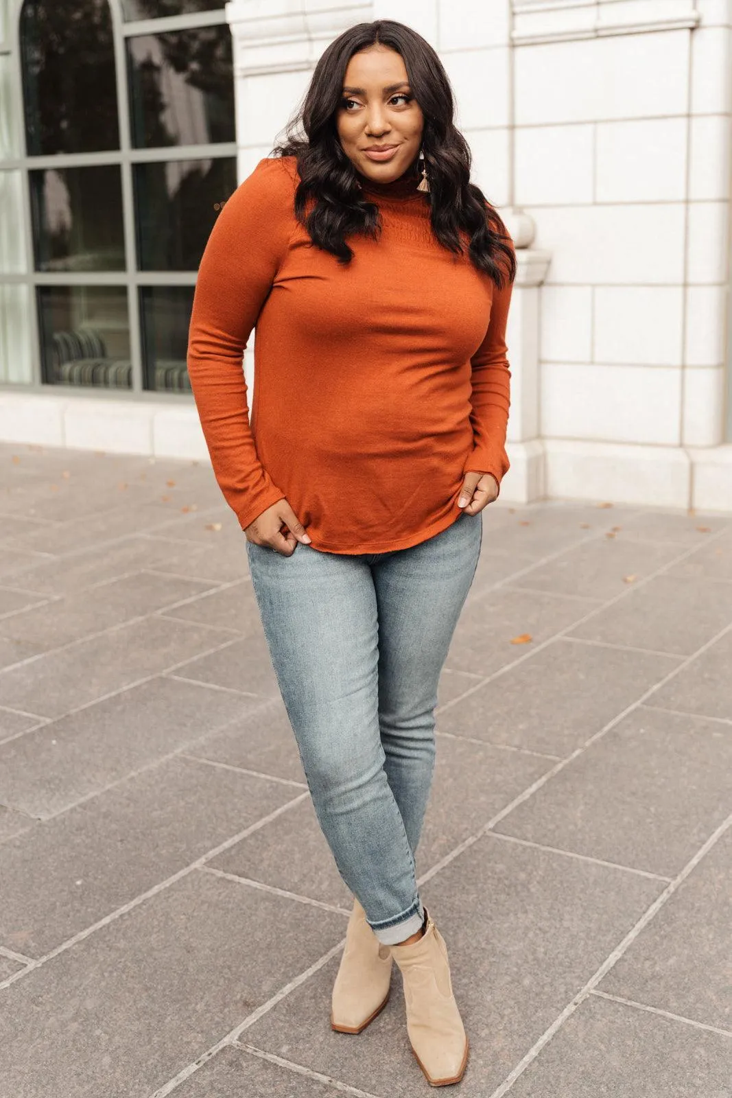 Hazel Blues® | Stylin Girl Turtleneck in Rust