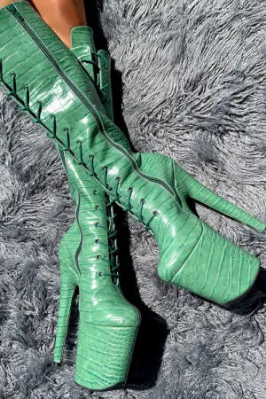 Hella Heels Jungle Knee High 8inch Boots -  Killing Adam