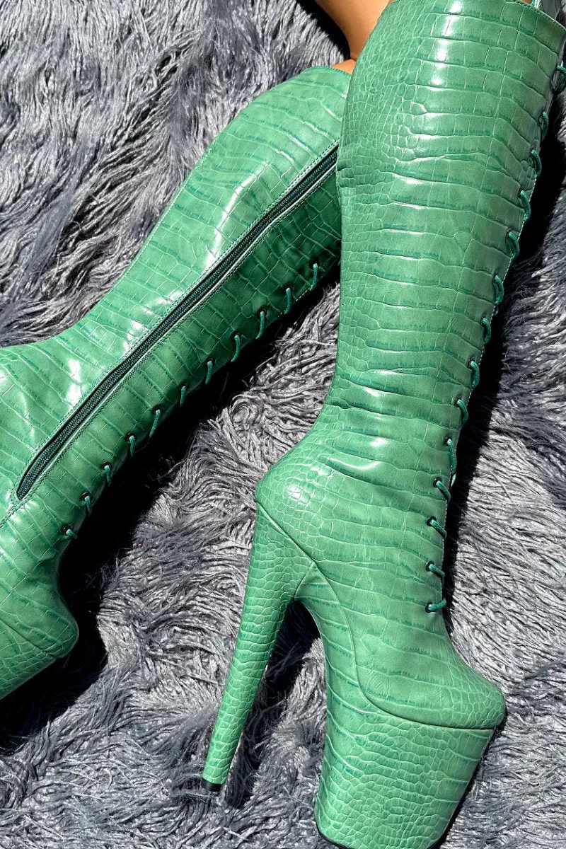 Hella Heels Jungle Knee High 8inch Boots -  Killing Adam