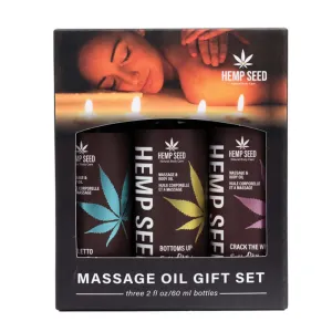 Hemp Seed Massage Oil Valentine Gift Set - 3 Pack - 2oz Bottles