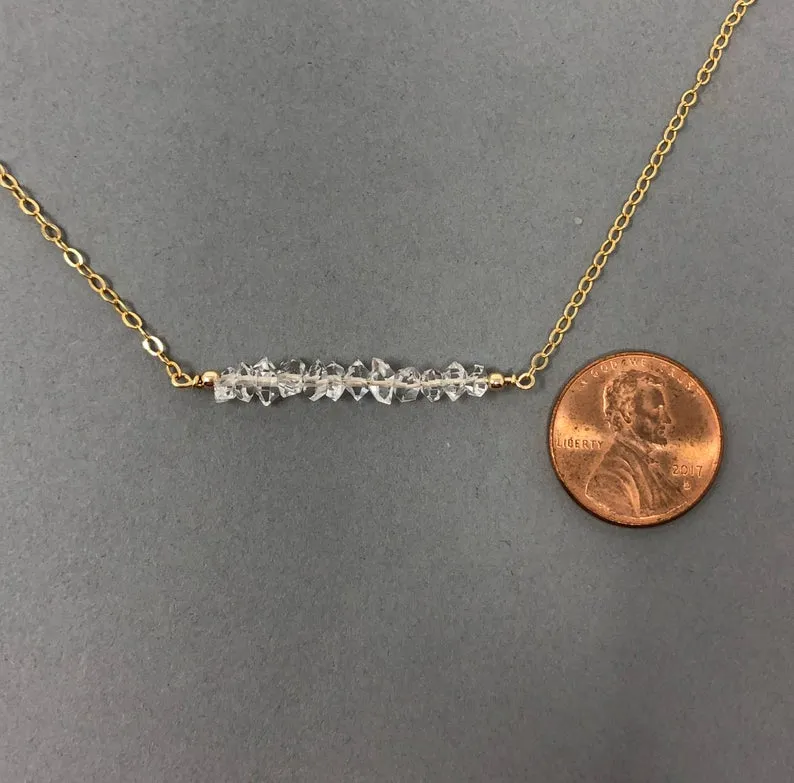 Herkimer Diamond Straight Bar Necklace