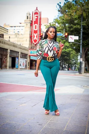 Hilton Hunter Green High Waist Wide Leg Pants