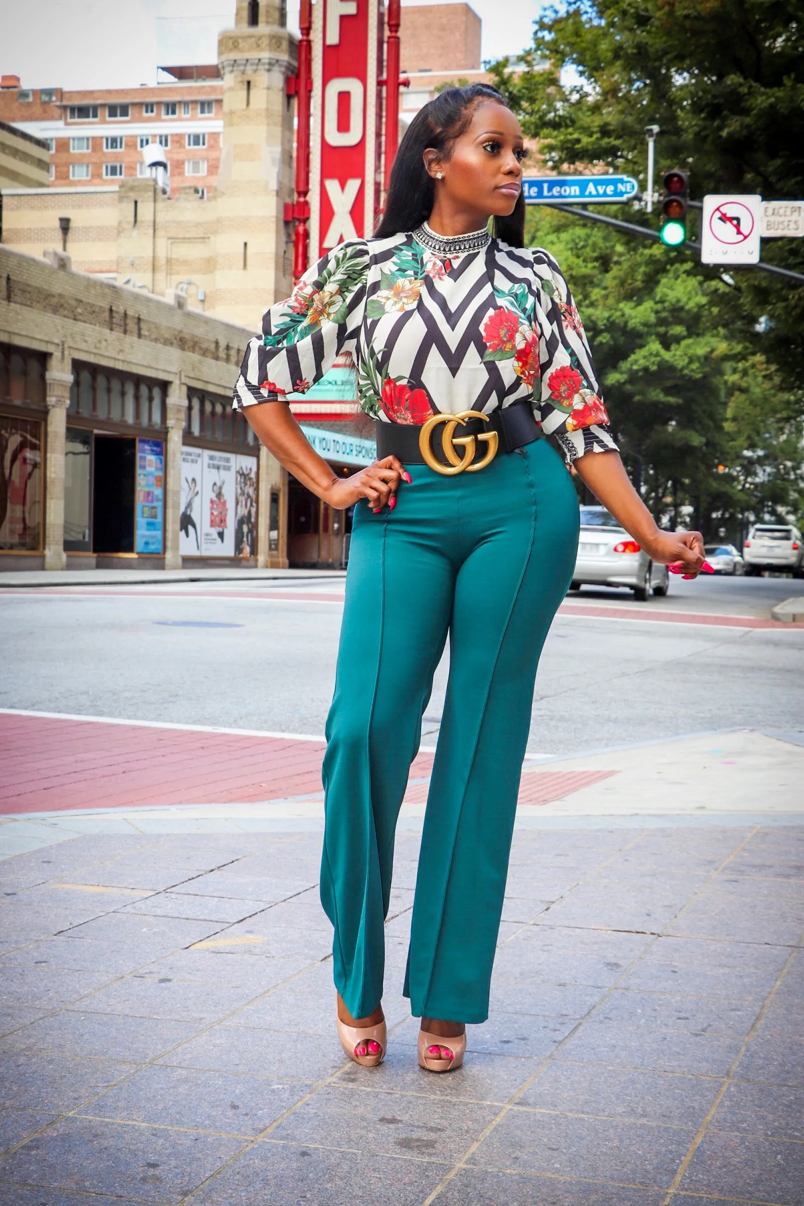 Hilton Hunter Green High Waist Wide Leg Pants
