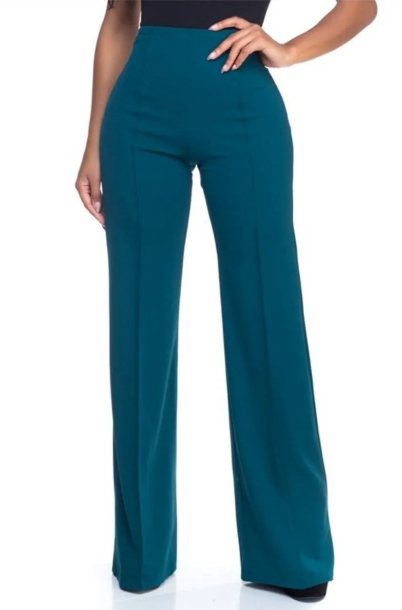 Hilton Hunter Green High Waist Wide Leg Pants