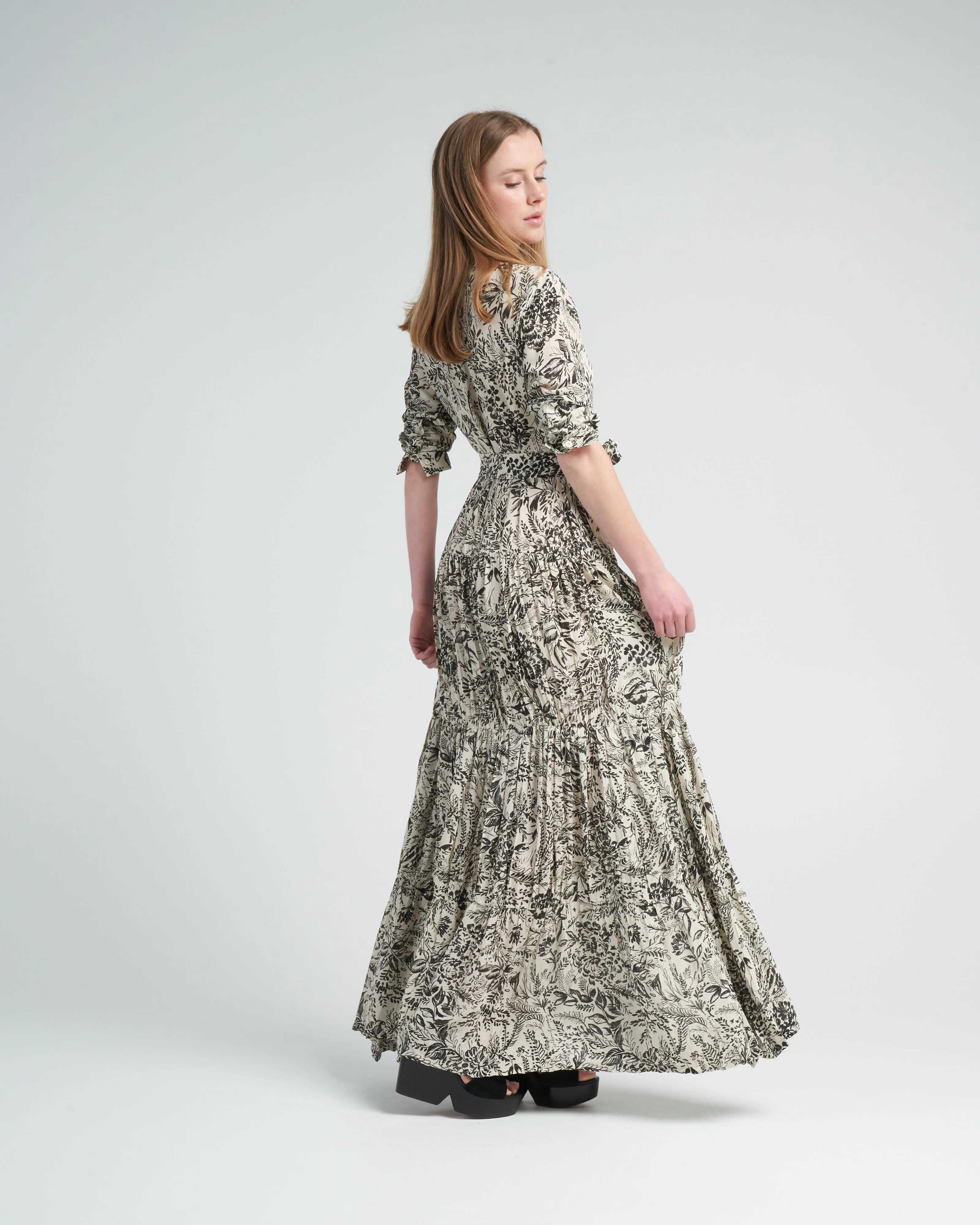 journey long dress - bone white/black