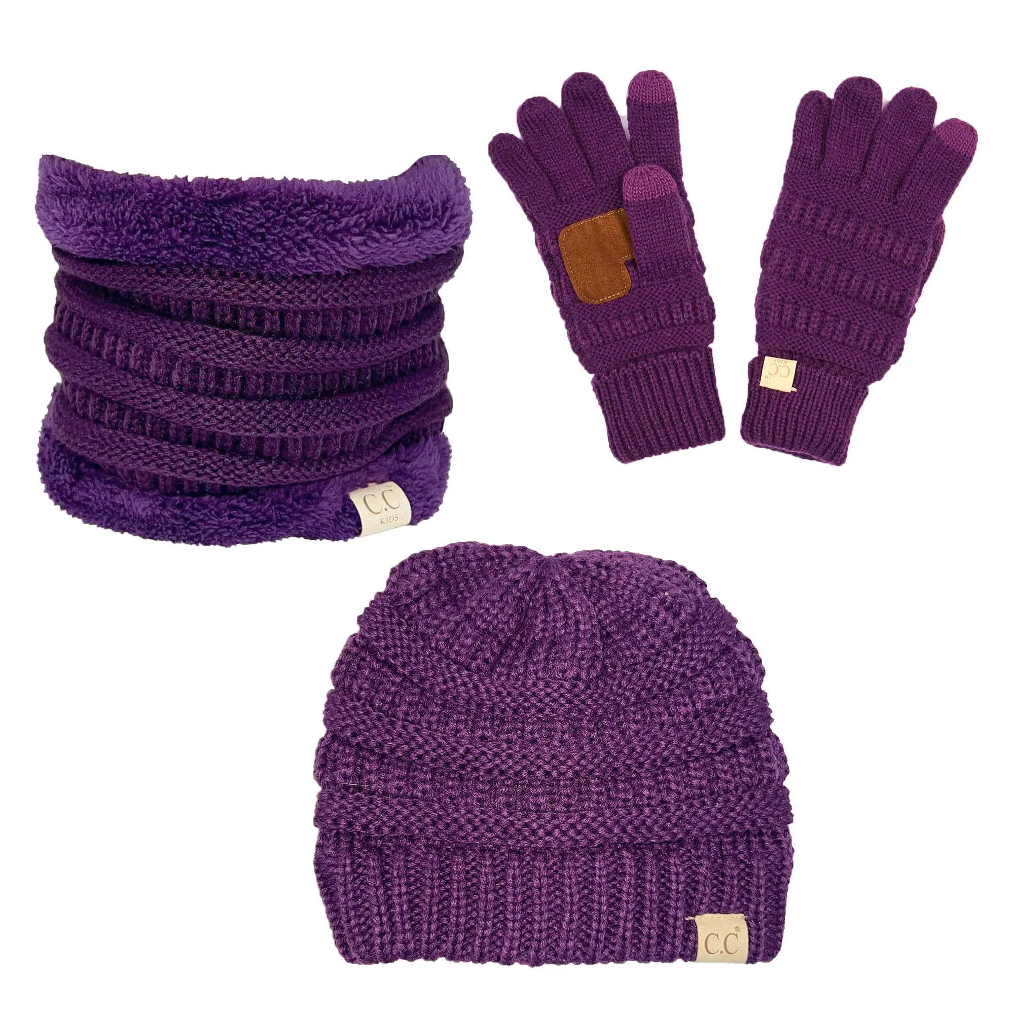 Kids Beanie, Neck Warmer & Gloves Matching Set by Funky Junque