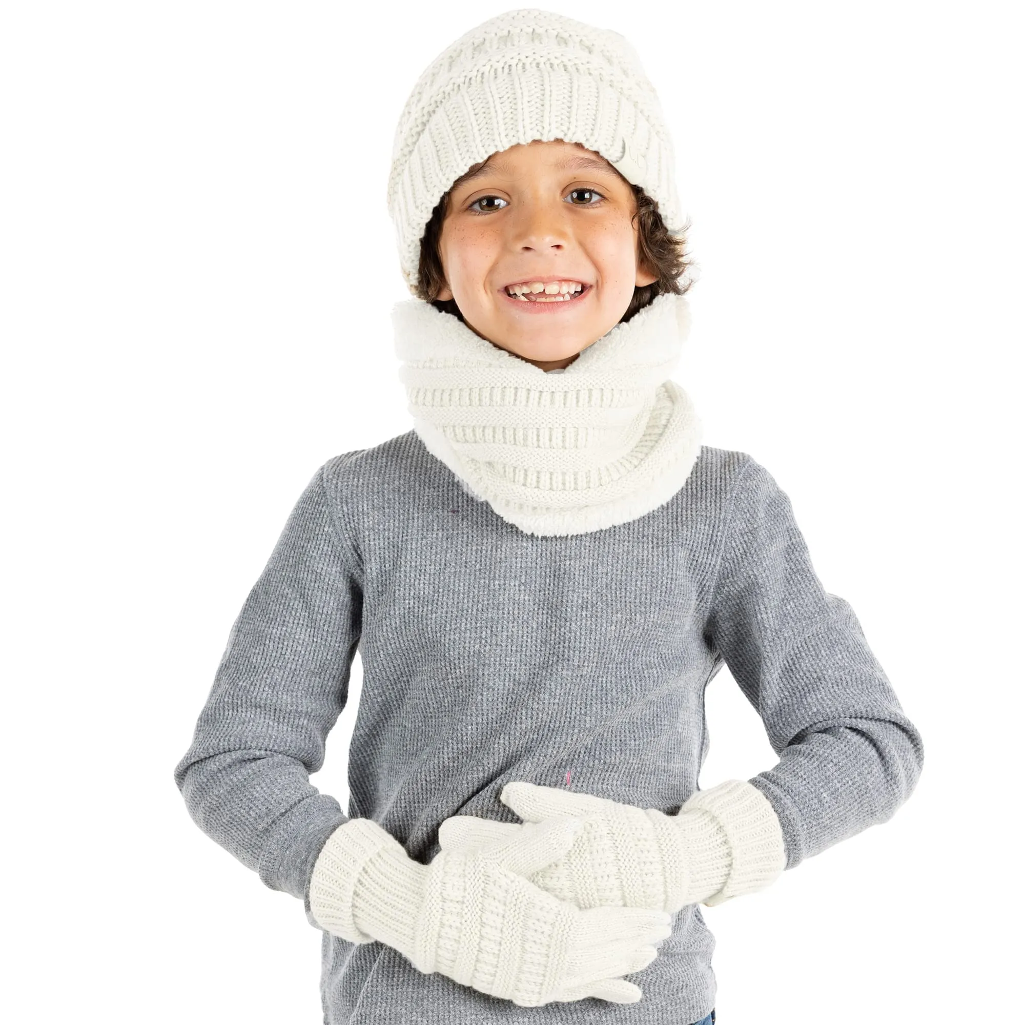 Kids Beanie, Neck Warmer & Gloves Matching Set by Funky Junque