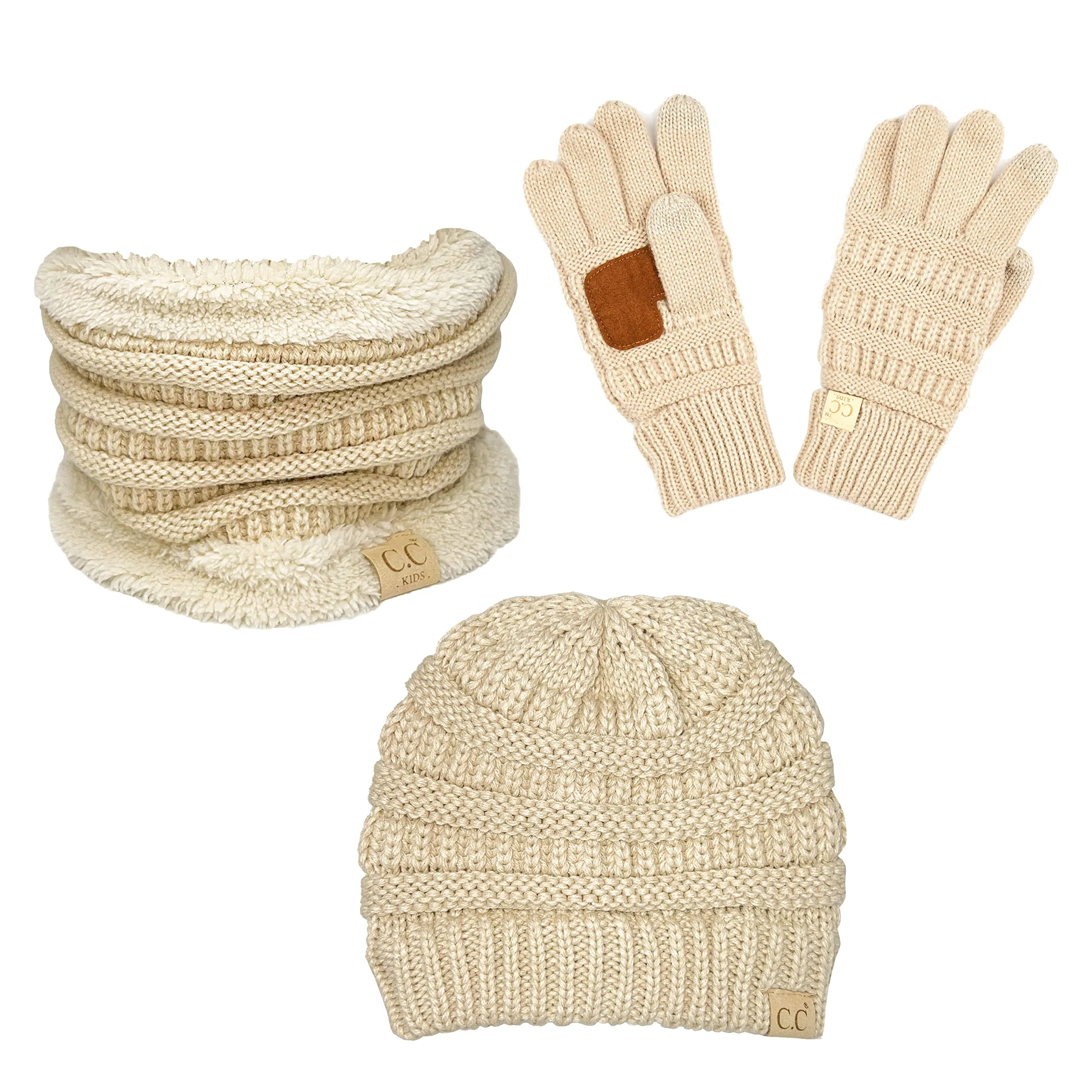 Kids Beanie, Neck Warmer & Gloves Matching Set by Funky Junque