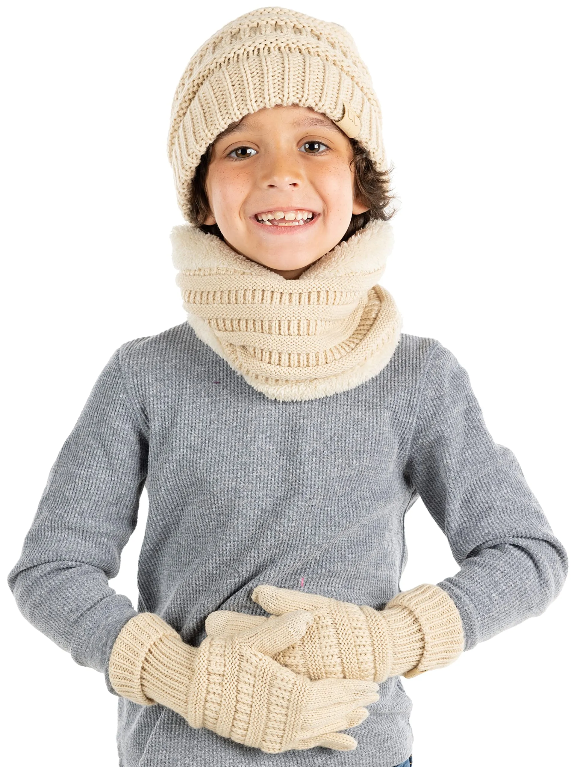 Kids Beanie, Neck Warmer & Gloves Matching Set by Funky Junque