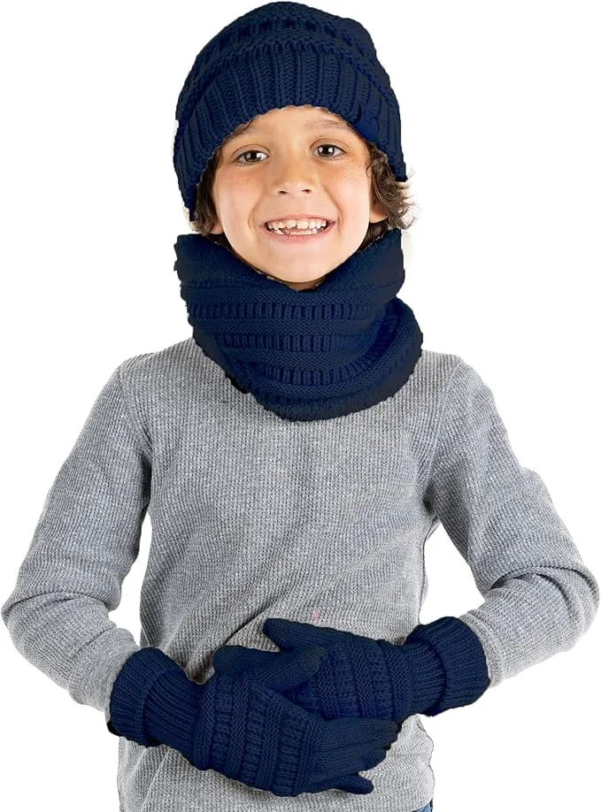 Kids Beanie, Neck Warmer & Gloves Matching Set by Funky Junque