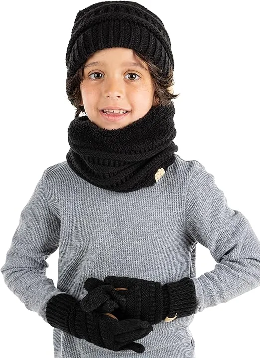 Kids Beanie, Neck Warmer & Gloves Matching Set by Funky Junque