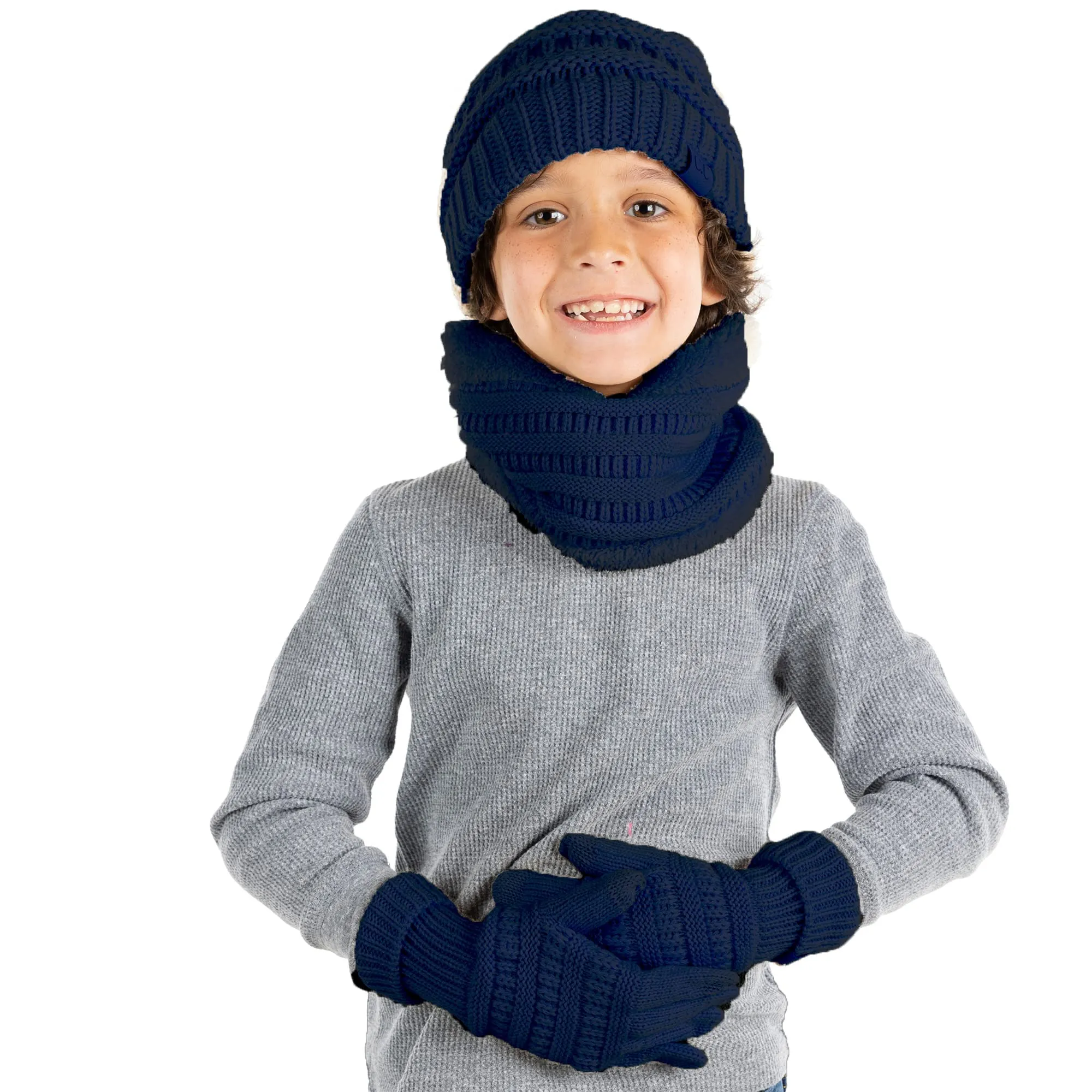 Kids Beanie, Neck Warmer & Gloves Matching Set by Funky Junque