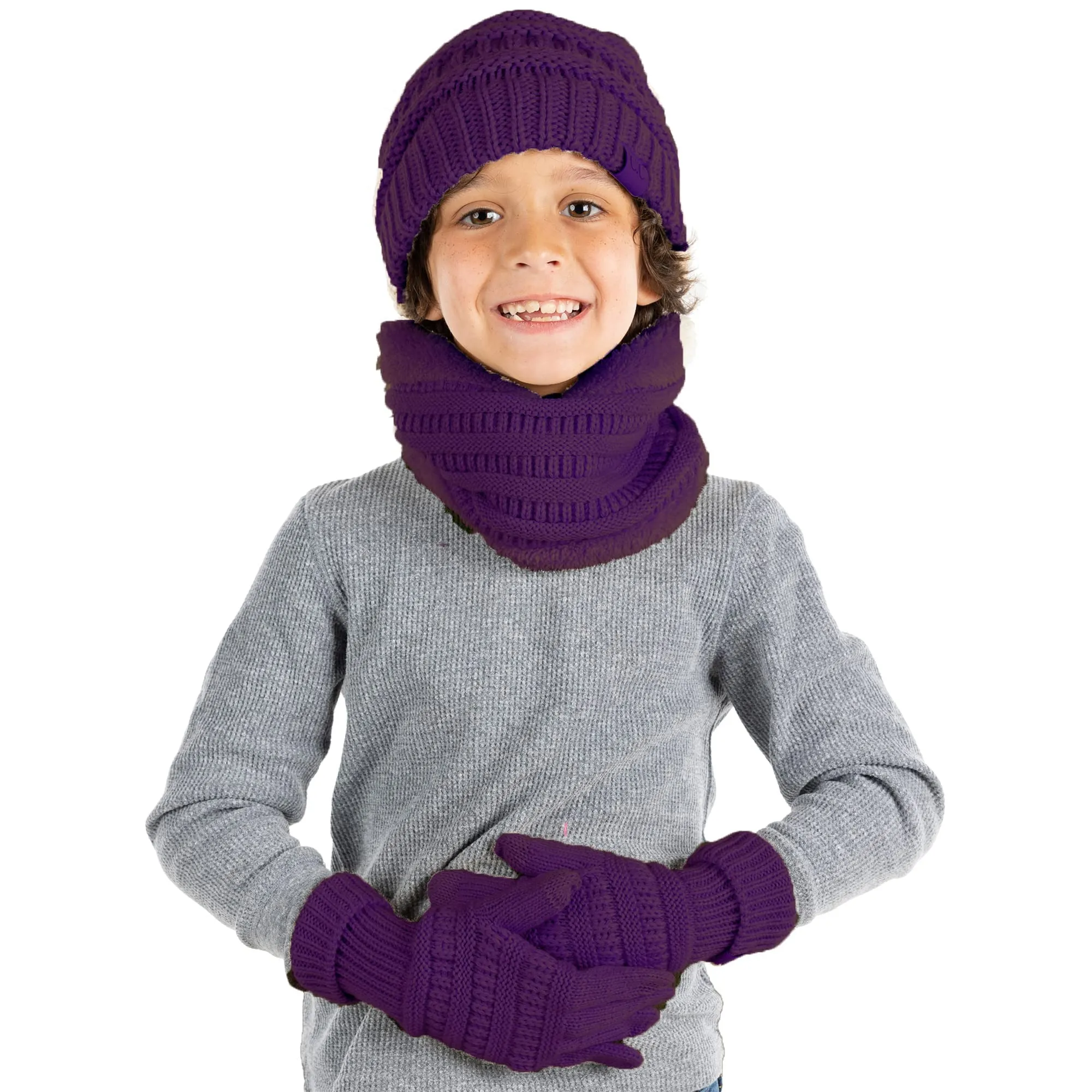 Kids Beanie, Neck Warmer & Gloves Matching Set by Funky Junque