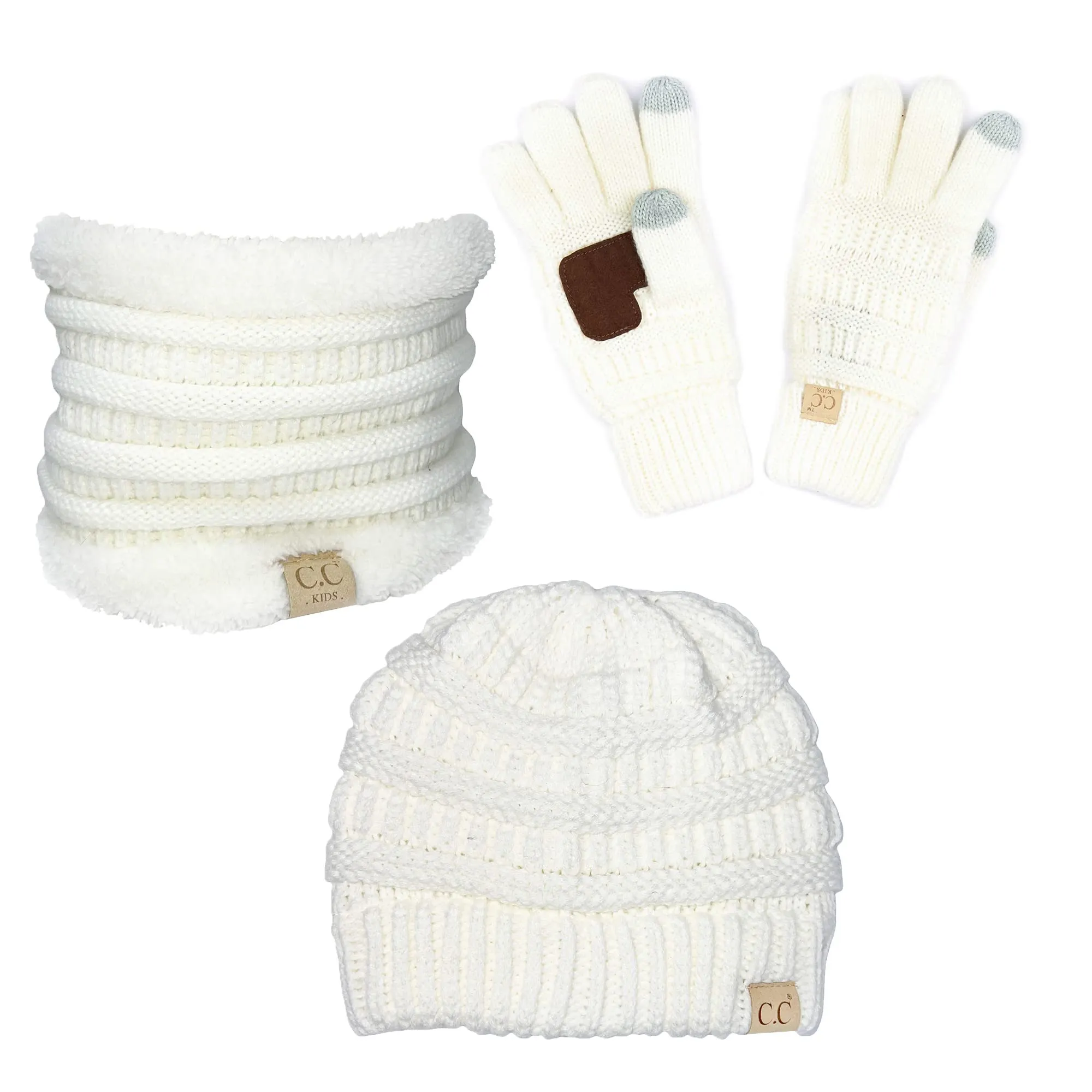 Kids Beanie, Neck Warmer & Gloves Matching Set by Funky Junque