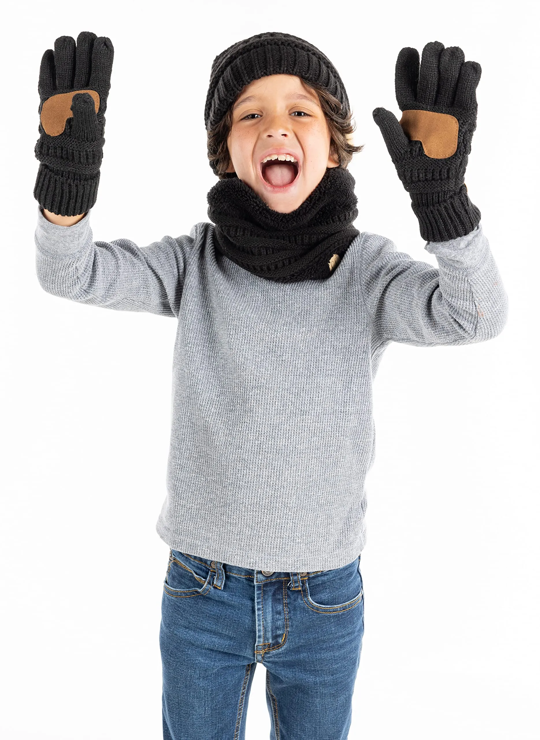 Kids Beanie, Neck Warmer & Gloves Matching Set by Funky Junque