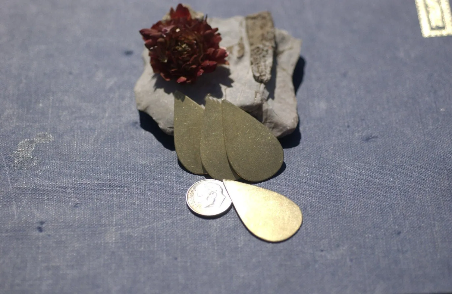 Large Pointed Teardrop Blank Shape for Stamping Texturing Soldering Blanks, Variety of Metals, - 4 Pieces
