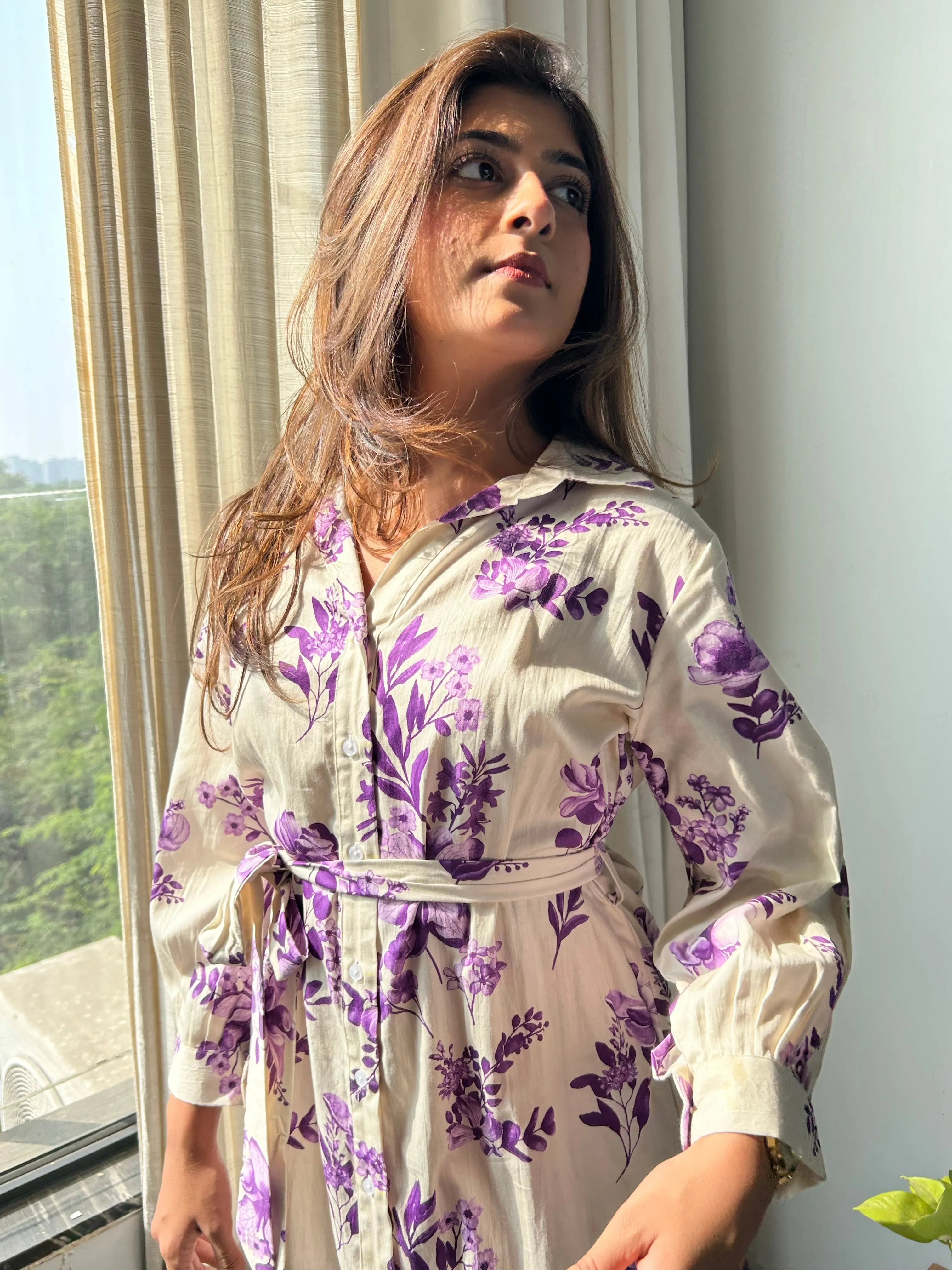 Lavender Summer Shirt Dress