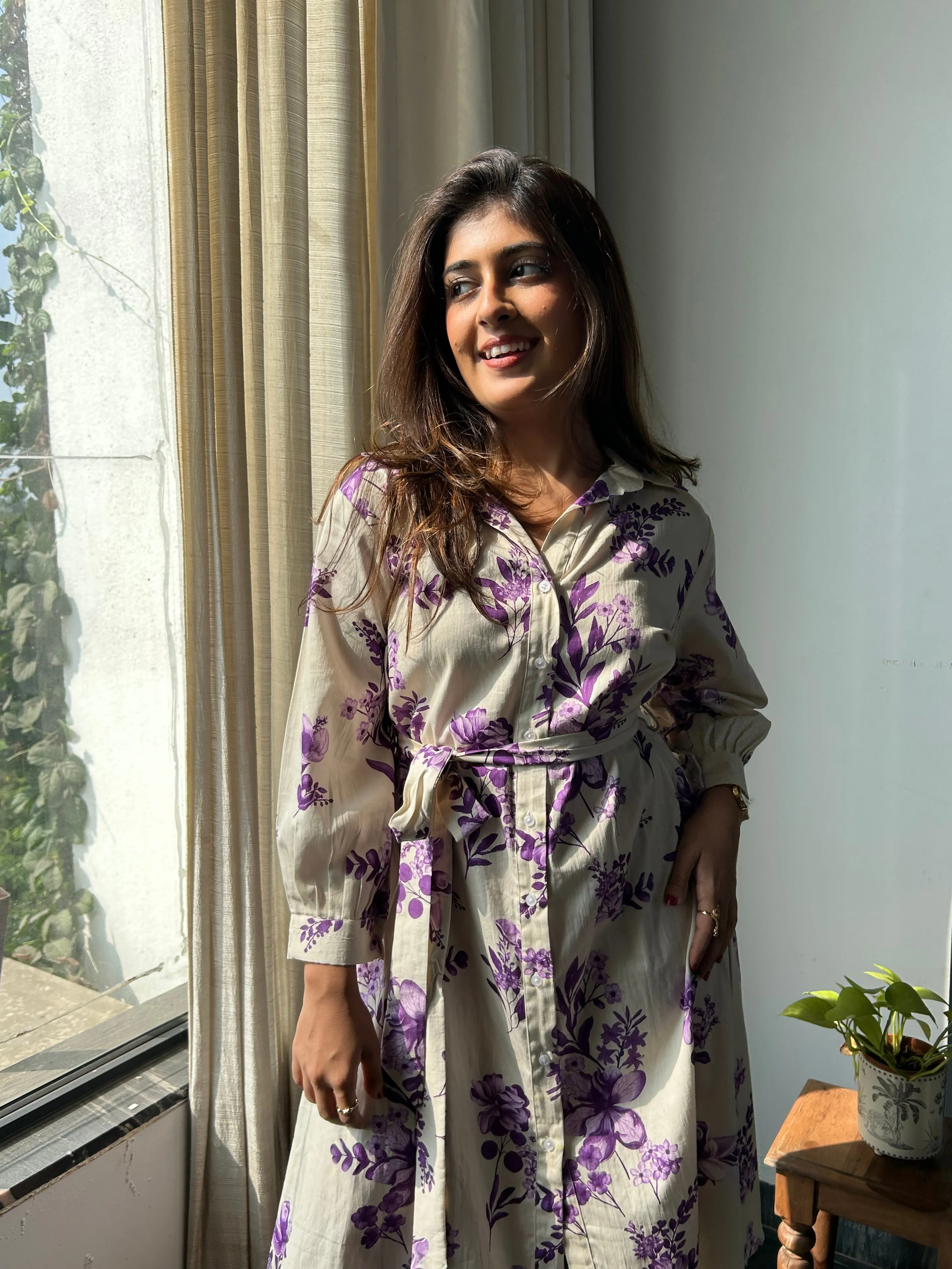 Lavender Summer Shirt Dress