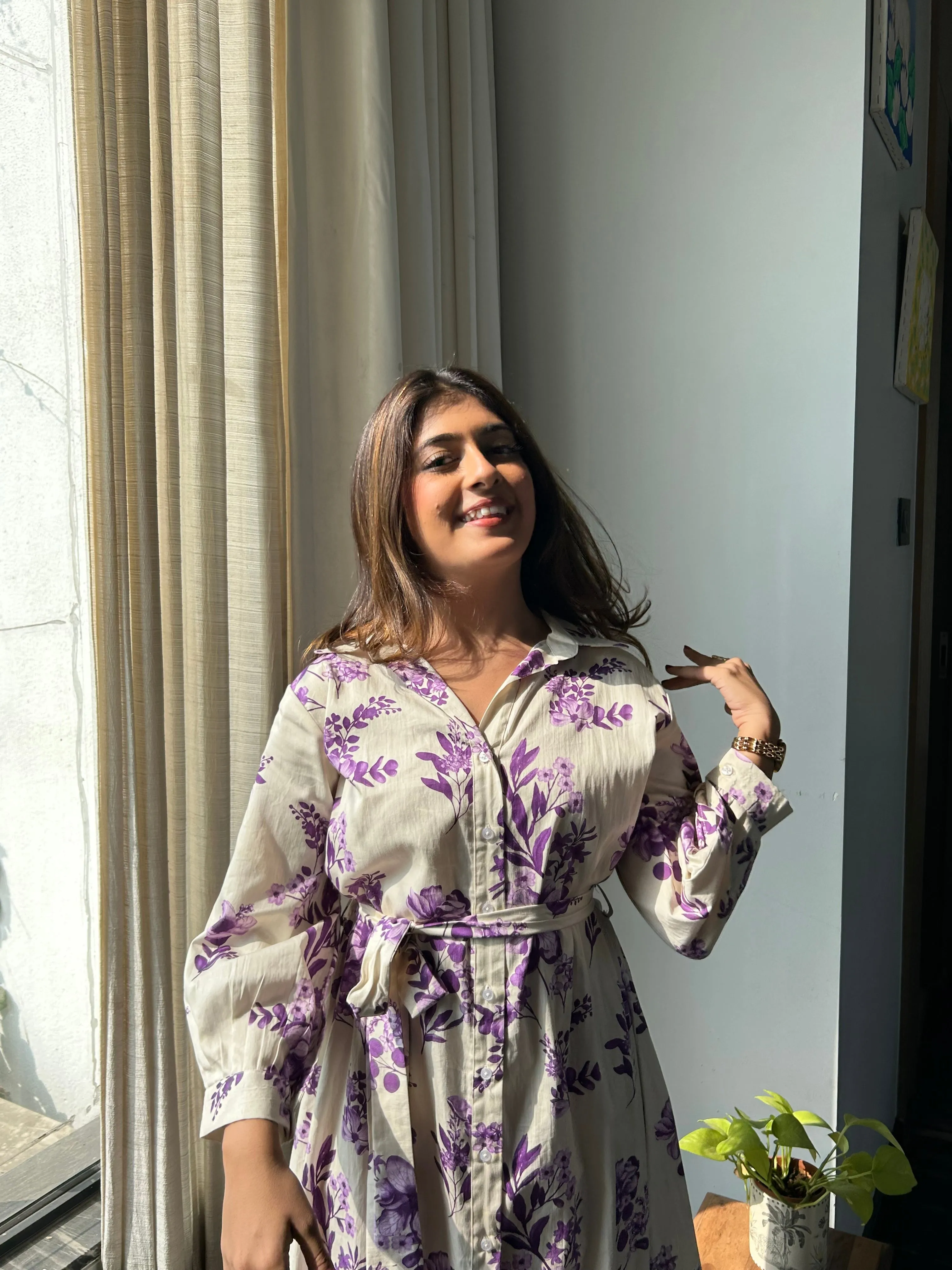Lavender Summer Shirt Dress
