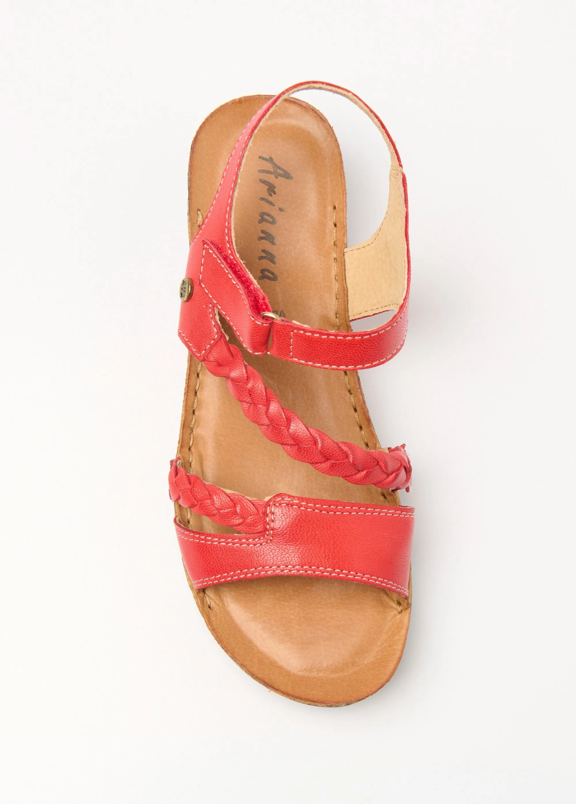 Leather strap sandals with cork wedge sole