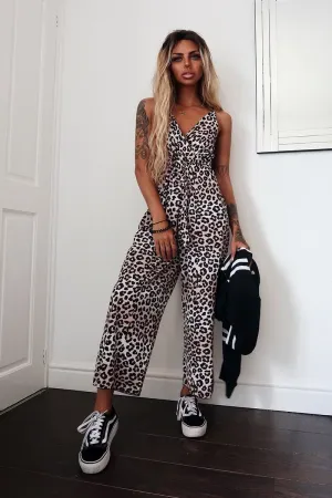 Leopard Print Plunge Wrap Culotte Jumpsuit - Talani