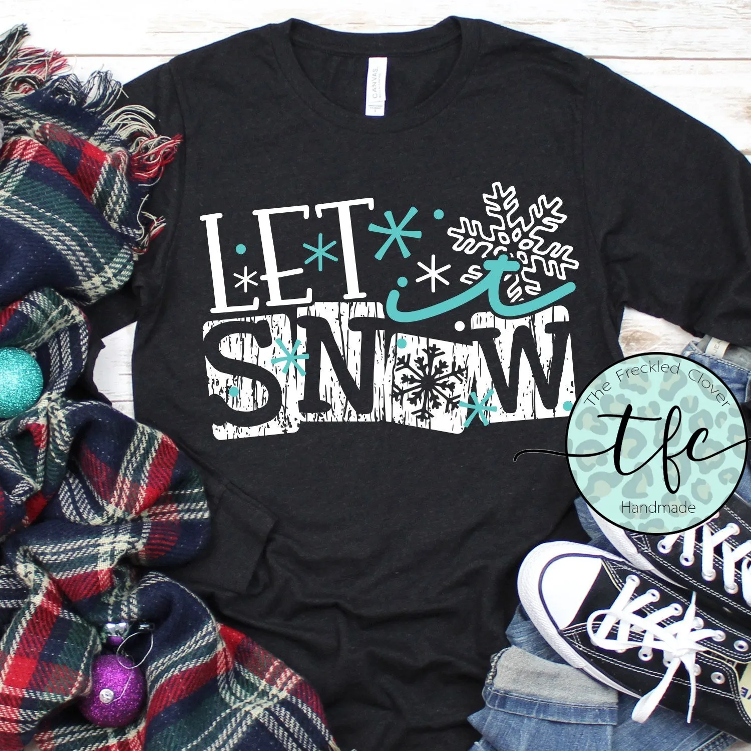 {Let It Snow} screen print tee