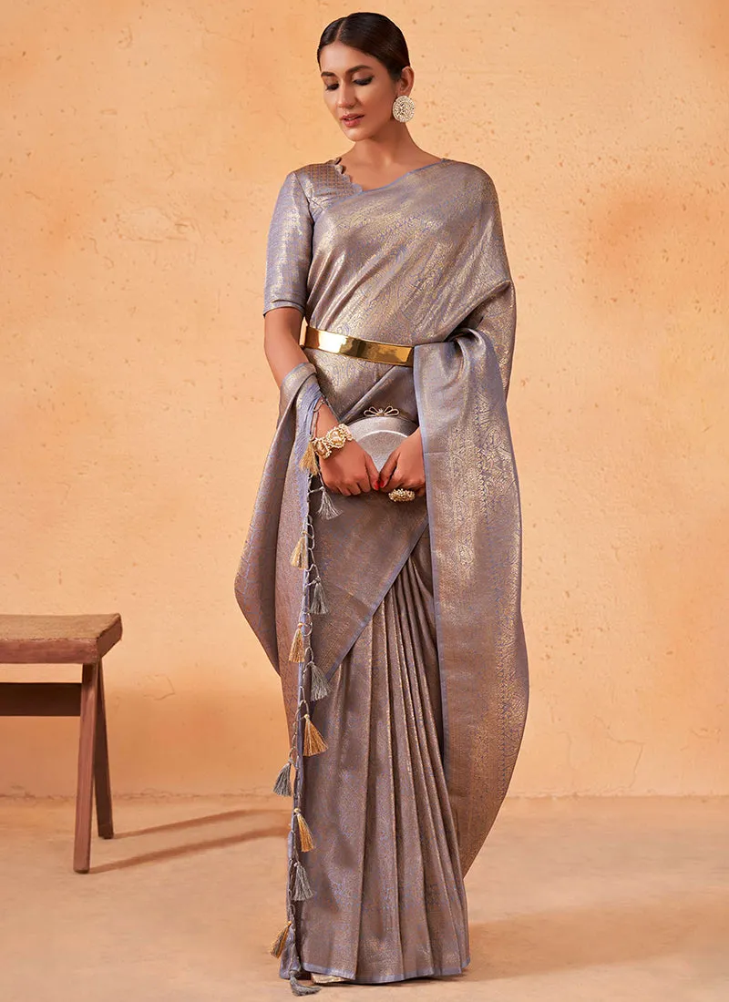Light Purple Brocade Detailed Kanjivaram Silk Saree