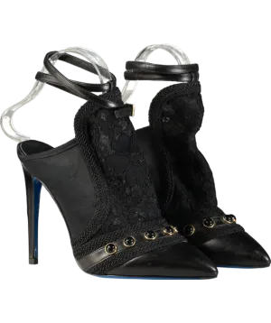 Loriblu Black Lace Heeled Pumps UK 4 EU 37 👠