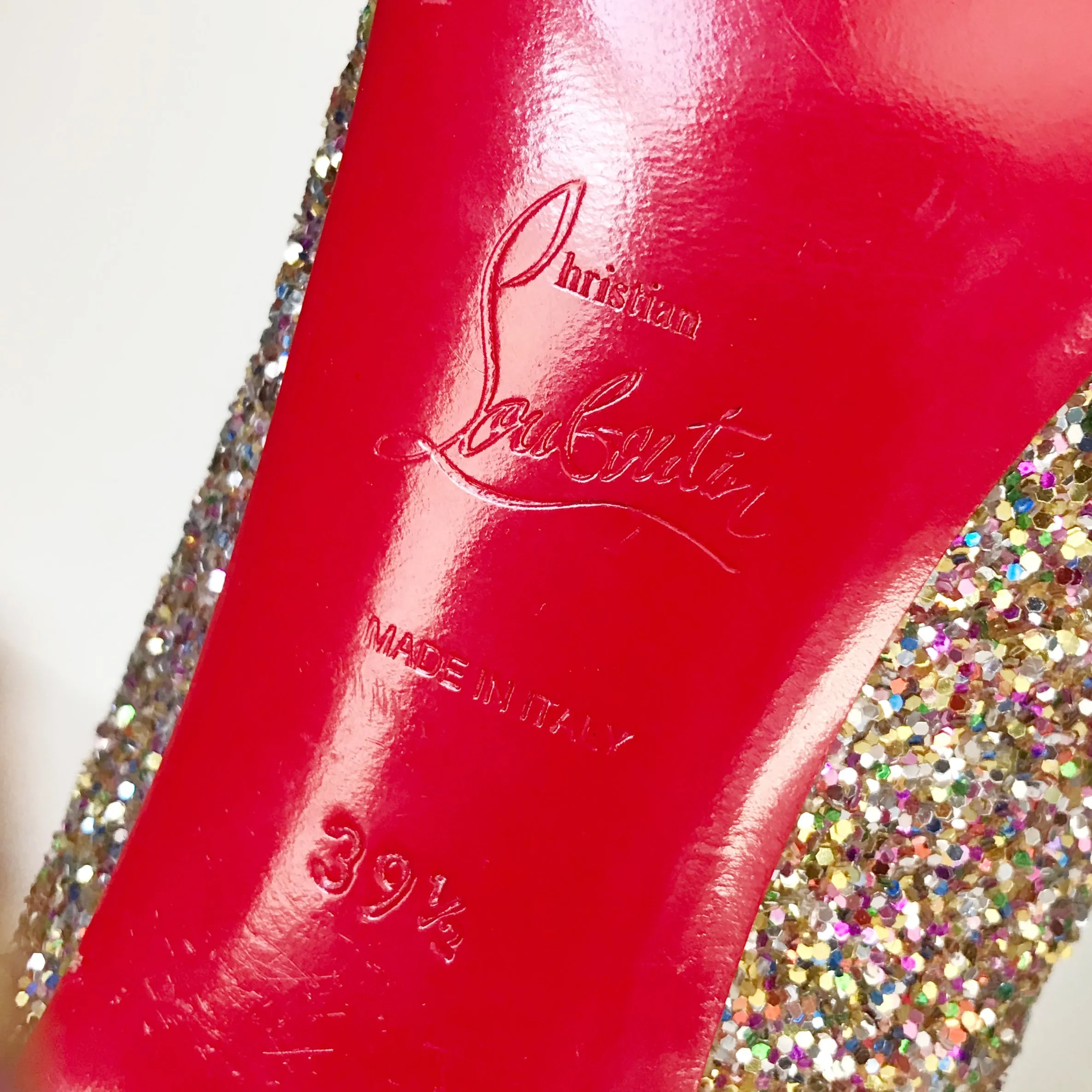 Louboutin 'Simple' Glitter 5 inch heel, sz 39.5