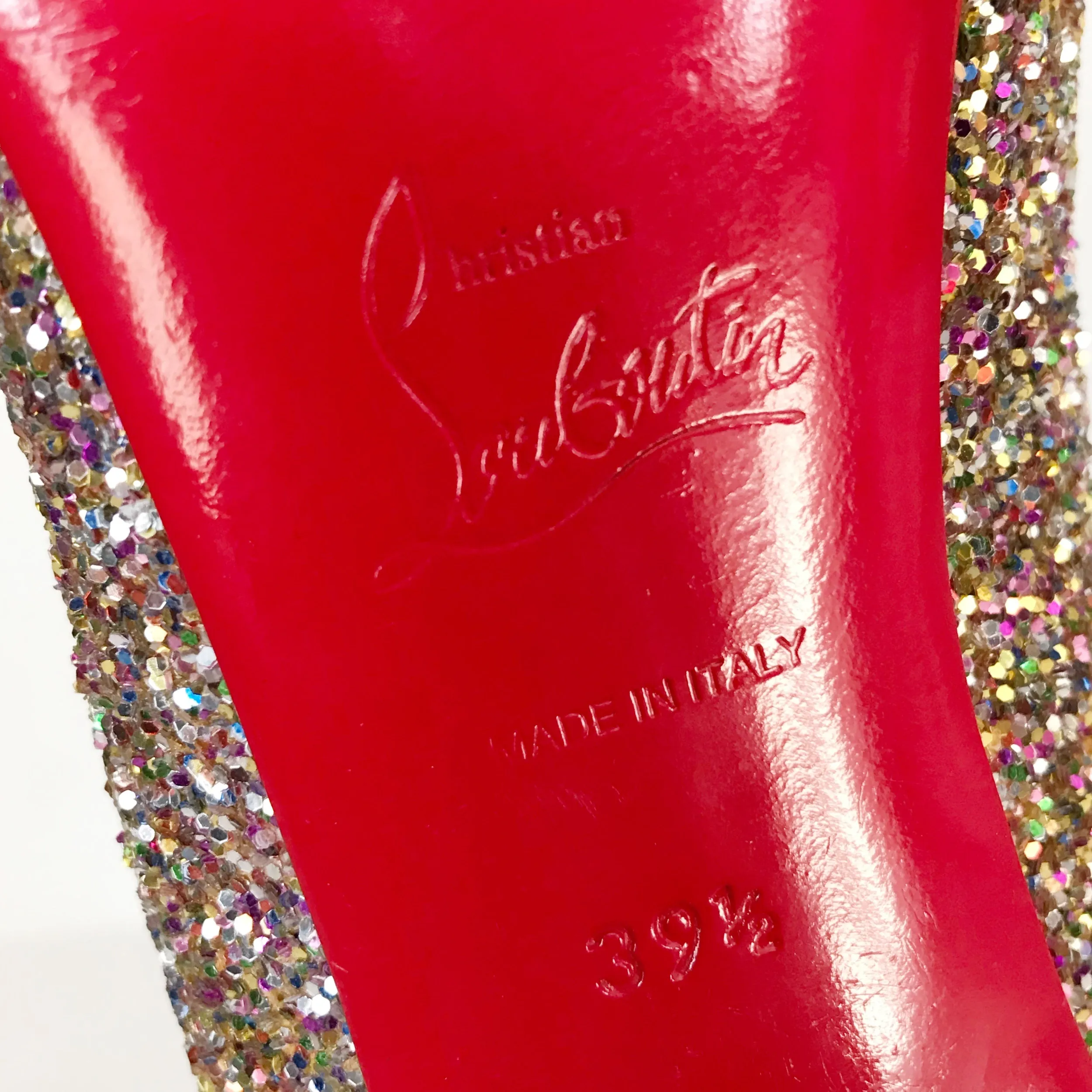 Louboutin 'Simple' Glitter 5 inch heel, sz 39.5
