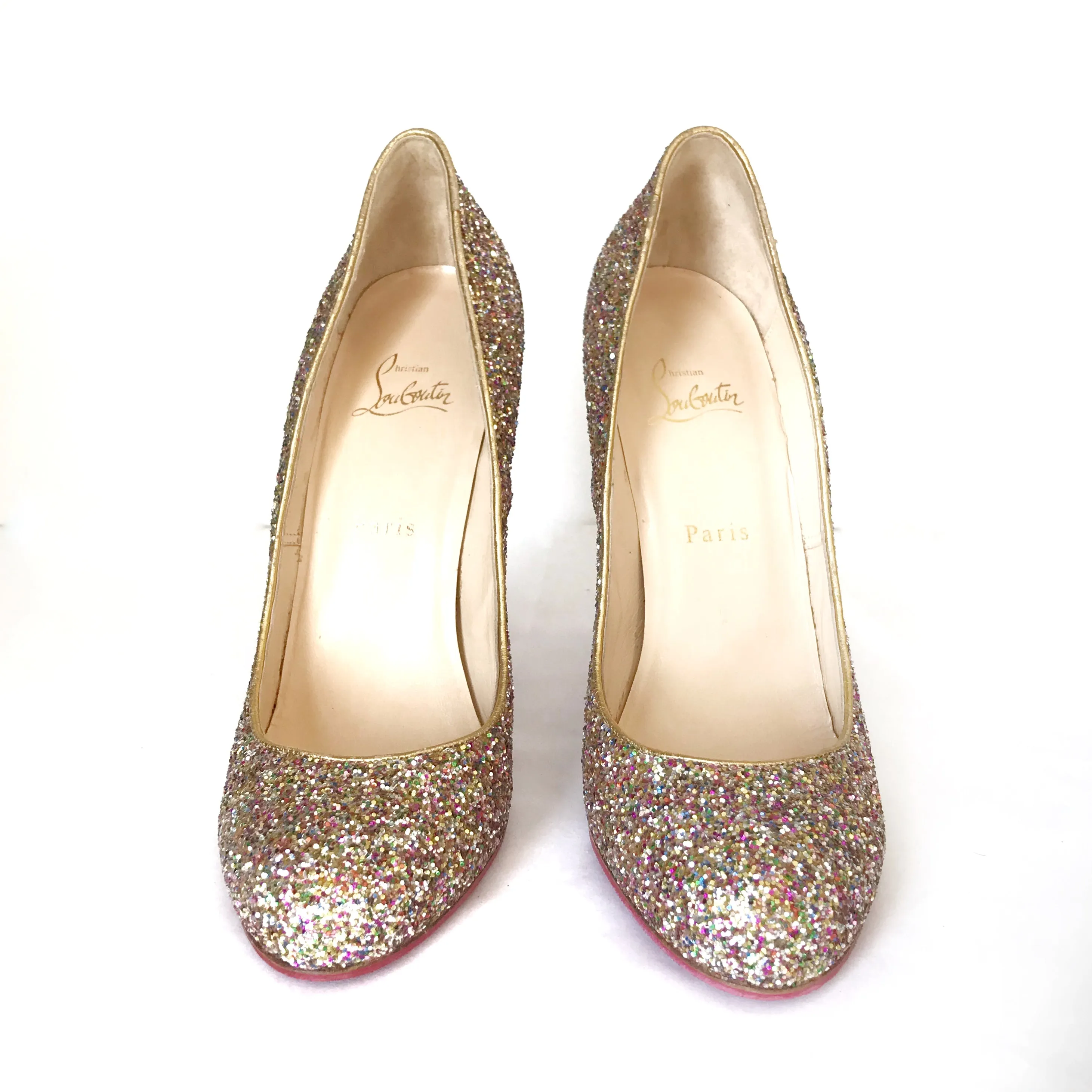 Louboutin 'Simple' Glitter 5 inch heel, sz 39.5