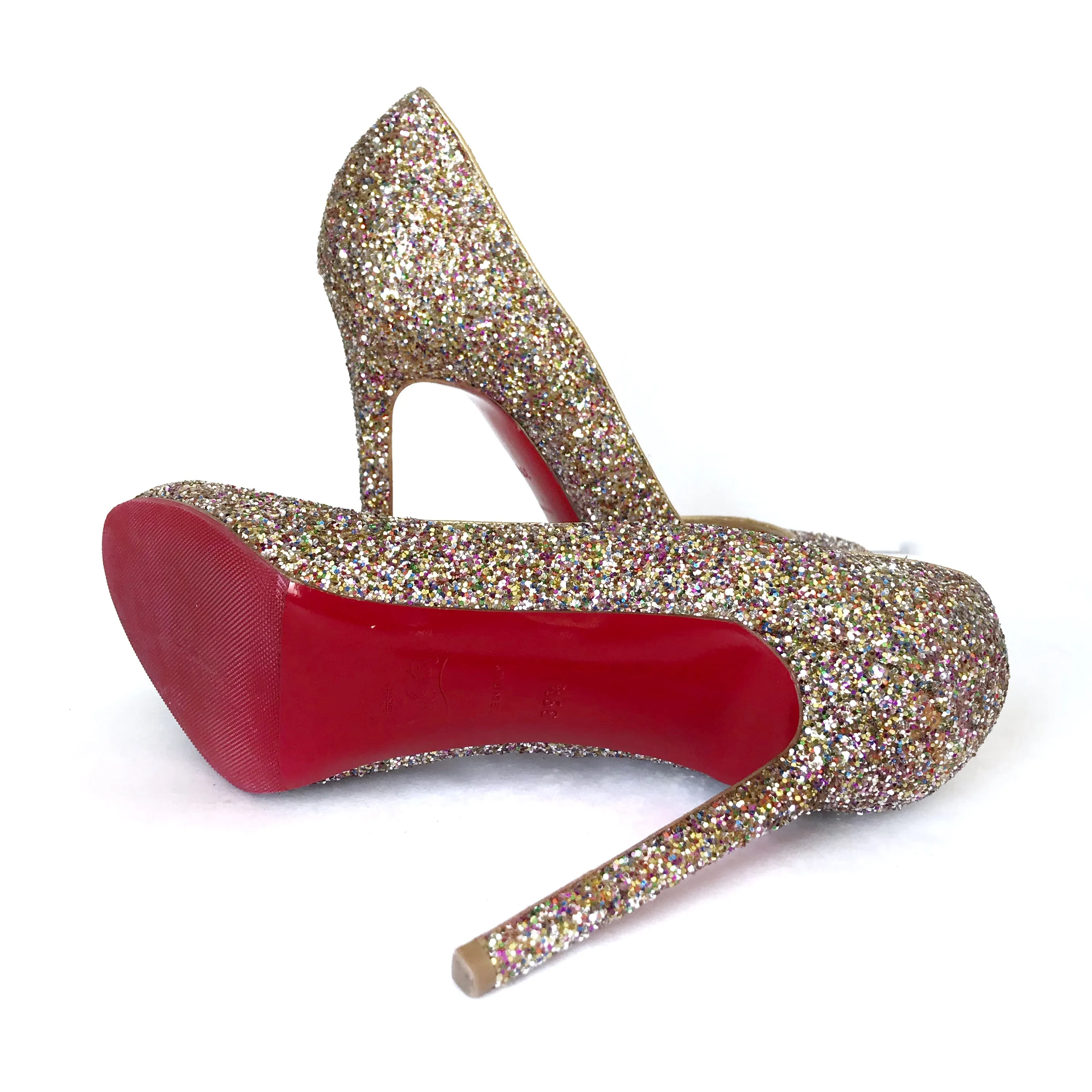 Louboutin 'Simple' Glitter 5 inch heel, sz 39.5